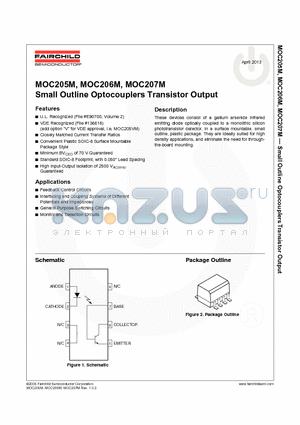 MOC207R2M datasheet - Small Outline Optocouplers Transistor Output