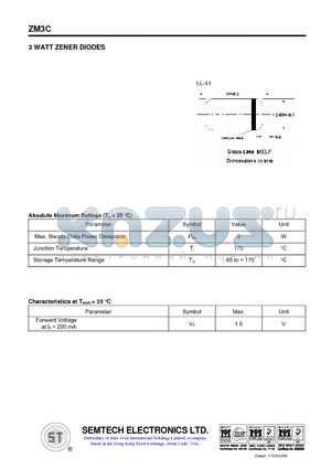 ZM3C8V2 datasheet - 3 WATT ZENER DIODES