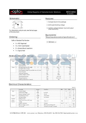 MOC3053 datasheet - Global Supplier of Optoelec tronic Solutions