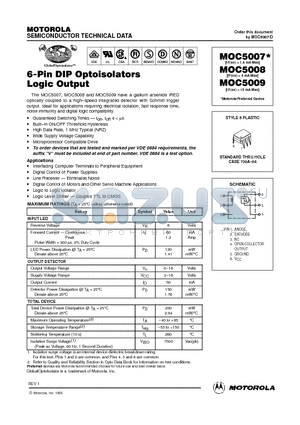 MOC5009 datasheet - 6-Pin DIP Optoisolators Logic Output