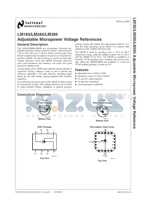 LM385BYZ datasheet - Adjustable Micropower Voltage References