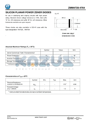 ZM4740 datasheet - SILICON PLANAR POWER ZENER DIODES