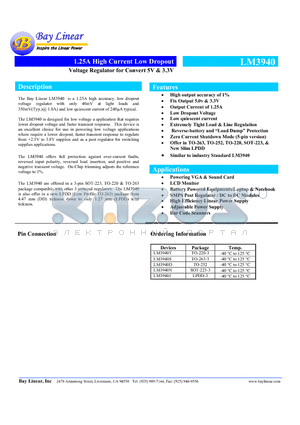 LM3940T datasheet - 1.25A High Current Low Dropout