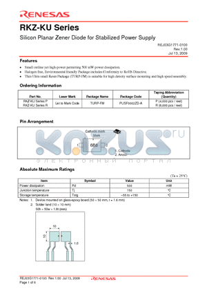 RKZ30BKU datasheet - Silicon Planar Zener Diode for Stabilized Power Supply