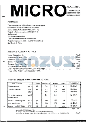 MOG2158TC datasheet - THREE COLOR EMITTED LED DOT MATRIX DISPLAY