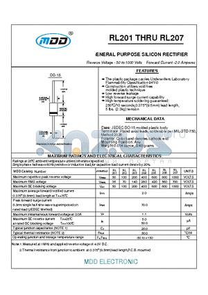 RL201 datasheet - GENERAL PURPOSE SILICON RECTIFIER