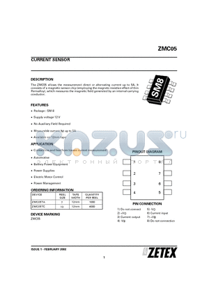 ZMC05TA datasheet - CURRENT SENSOR