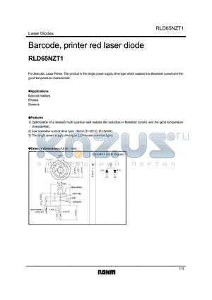 RLD65NZT1 datasheet - Barcode, printer red laser diode