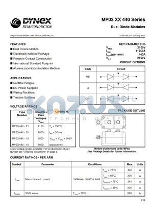 MP03XX440 datasheet - Dual Diode Modules