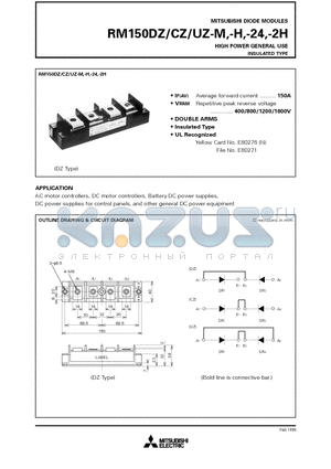 RM150CZ-2H datasheet - HIGH POWER GENERAL USE INSULATED TYPE