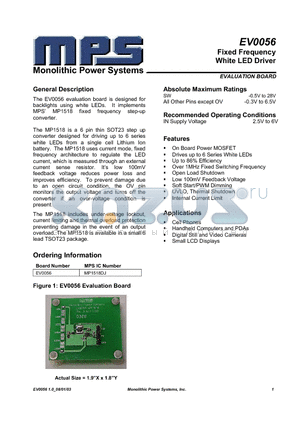 MP1518DJ datasheet - Fixed Frequency White LED Driver