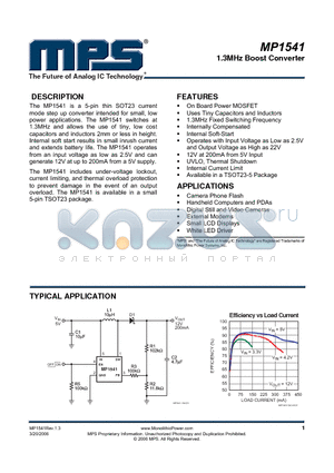 MP1541 datasheet - 1.3MHz Boost Converter