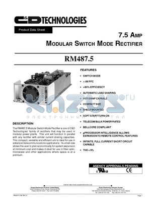 RM4875 datasheet - 7.5 AMP Modular Switch Mode Rectifier