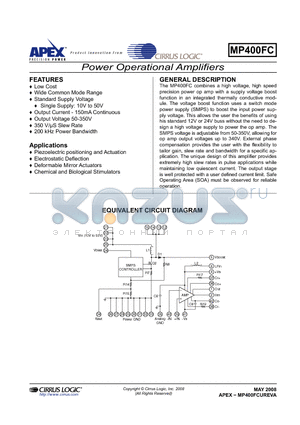 MP400FC datasheet - Power Operational Amplifiers