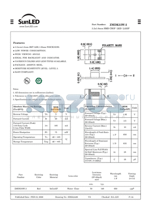 ZMDK55W-2 datasheet - 3.2x1.6mm SMD CHIP LED LAMP