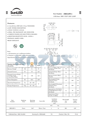 ZMG53W-1 datasheet - 1.6X0.8mm SMD CHIP LED LAMP
