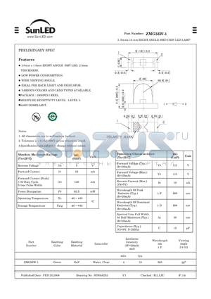 ZMG56W-1 datasheet - 3. 0mmx1.0 mm RIGHT ANGLE SMD CHIP LED LAMP