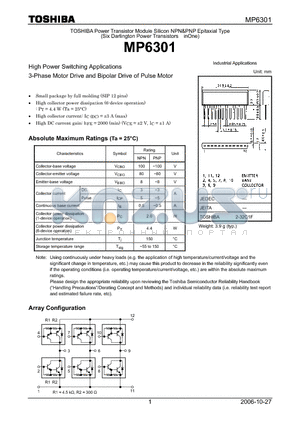MP6301_07 datasheet - High Power Switching Applications 3-Phase Motor Drive and Bipolar Drive of Pulse Motor