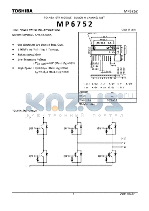 MP6752 datasheet - HIGH POWER SWITCHING APPLICATIONS MOTOR CONTROL APPLICATIONS