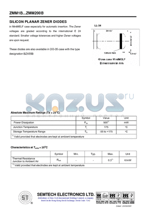 ZMM11B datasheet - SILICON PLANAR ZENER DIODES