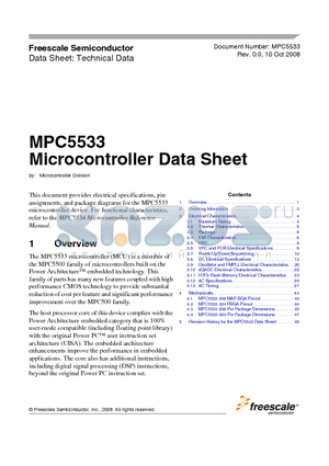 MPC5533MZQ66 datasheet - Microcontroller Data Sheet
