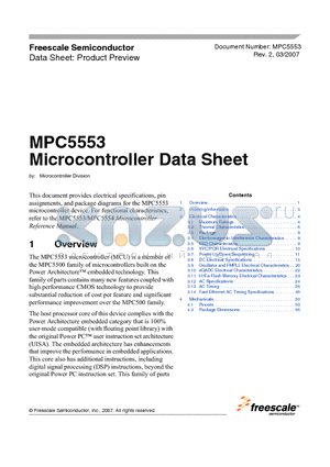 MPC5553MZP80 datasheet - Microcontroller Data Sheet