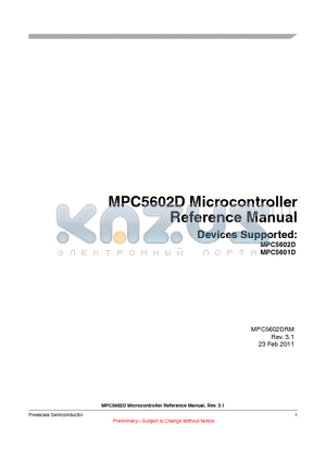 MPC5602DRM datasheet - MPC5602D Microcontroller Reference Manual