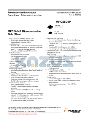 MPC5603PEFMLQ datasheet - microcontroller units (MCUs)