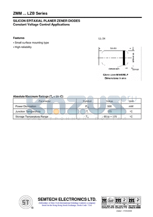 ZMM27LZB datasheet - SILICON EPITAXIAL PLANER ZENER DIODES