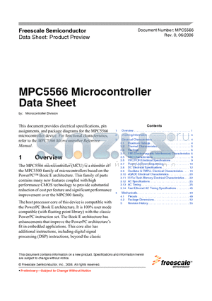 MPC5566 datasheet - Microcontroller