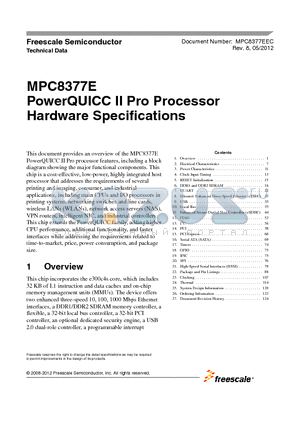 MPC8377E datasheet - PowerQUICC II Pro Processor