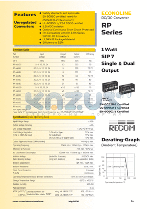 RP-053.3S_06 datasheet - 1 Watt SIP 7 Single & Dual Output