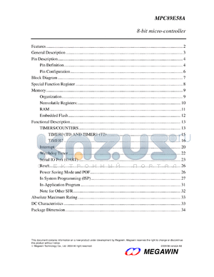 MPC89E58AP datasheet - 8-bit micro-controller