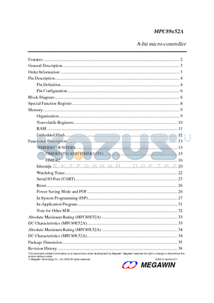 MPC89L52AP datasheet - 8-bit micro-controller