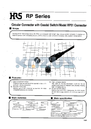 RP31-10P-10SC datasheet - Circular Connector with Coaxial Switch/Model RP31 Connector