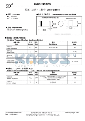 ZMM5266B datasheet - Zener Diodes