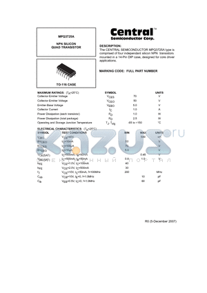 MPQ3725A datasheet - NPN SILICON QUAD TRANSISTOR