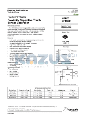 MPR03X datasheet - Proximity Capacitive Touch Sensor Controller