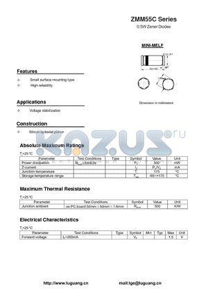 ZMM55C datasheet - 0.5W Zener Diodes