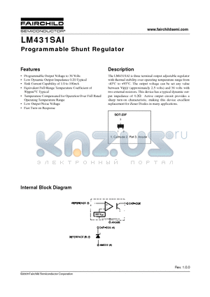 LM431SAIMFX datasheet - Programmable Shunt Regulator