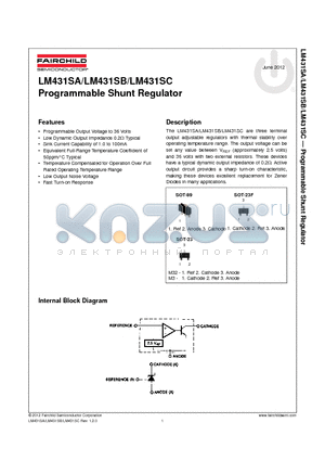 LM431SA datasheet - Programmable Shunt Regulator