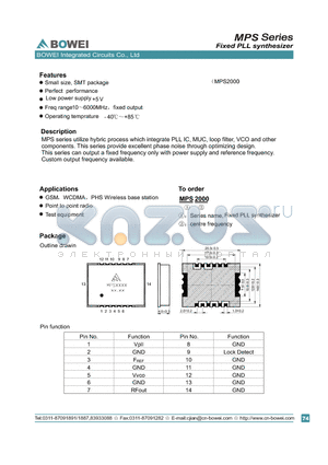 MPS2260 datasheet - Fixecd PLL synthesizer