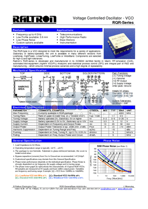 RQR datasheet - Voltage Controlled Oscillator - VCO