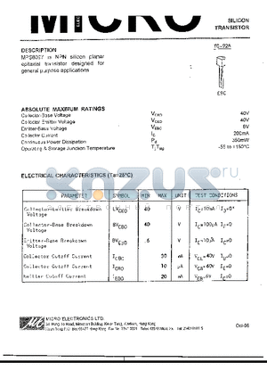 MPS8097 datasheet - SILICON TRANSISTOR