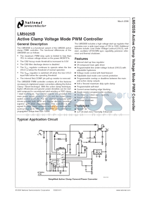 LM5025B datasheet - Active Clamp Voltage Mode PWM Controller