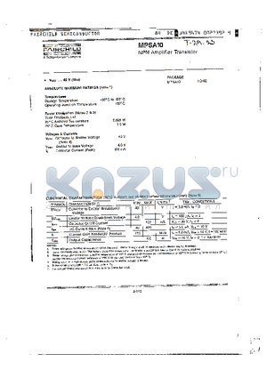 MPSA10 datasheet - NPN Amplifier Transistor