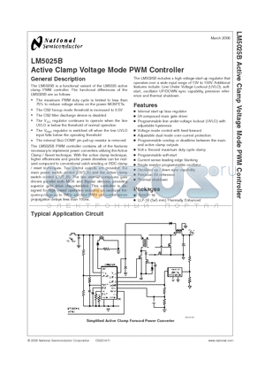 LM5025BMTCX datasheet - Active Clamp Voltage Mode PWM Controller