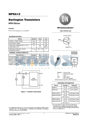 MPSA12RLRPG datasheet - Darlington Transistors NPN Silicon