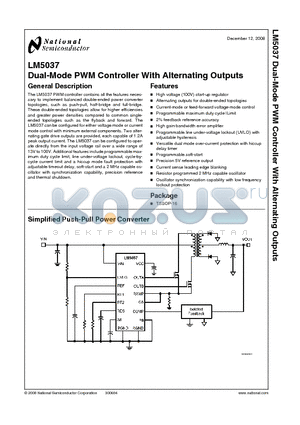 LM5037 datasheet - Dual-Mode PWM Controller With Alternating Outputs