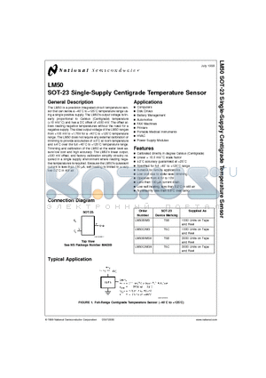 LM50BIM3X datasheet - SOT-23 Single-Supply Centigrade Temperature Sensor